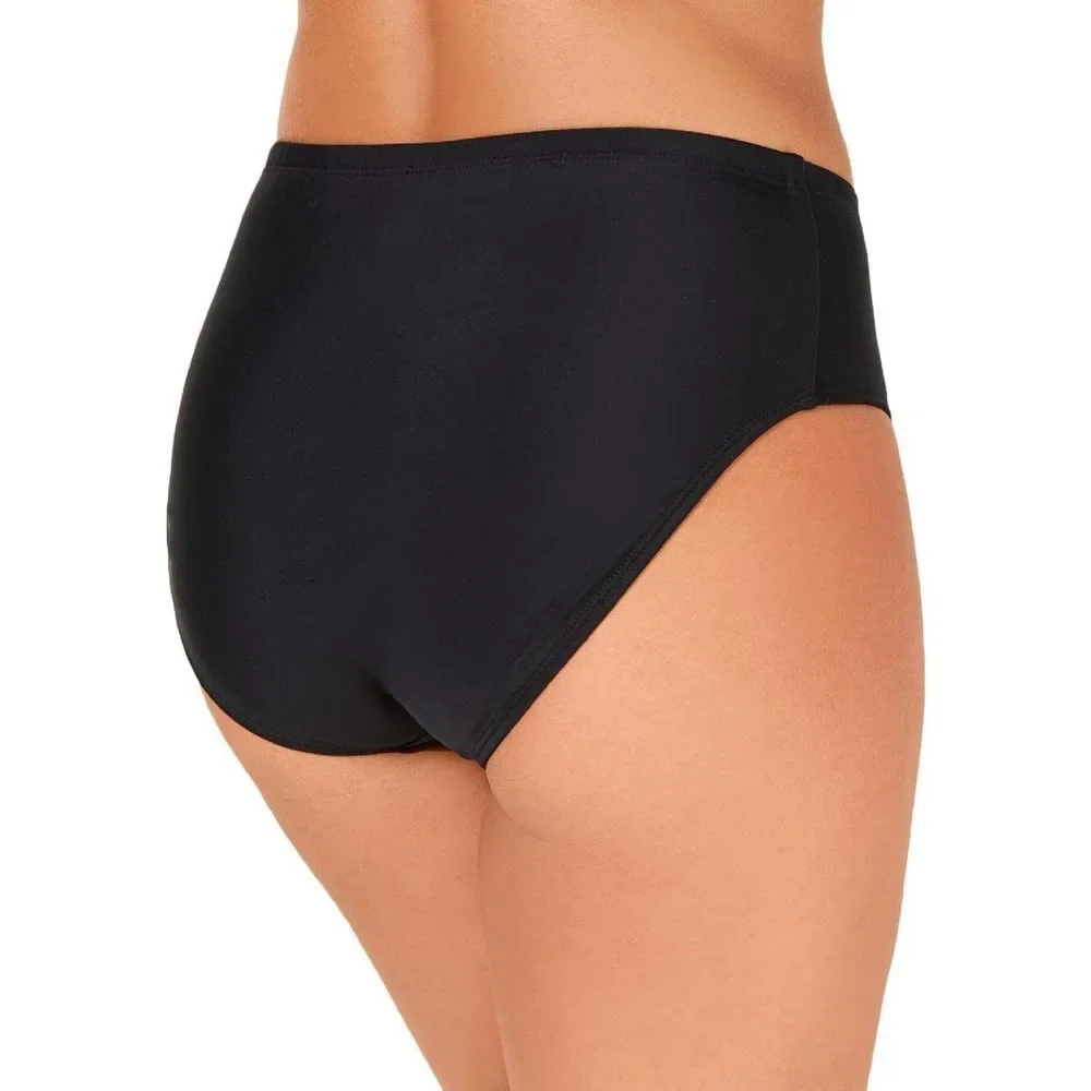 Island Escape Womens Solid Bikini Swim Bottom Separates Black 6
